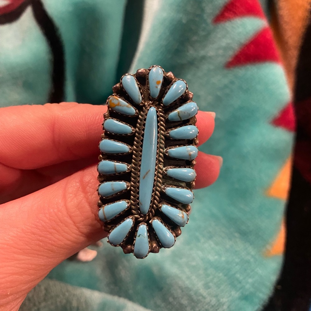 Sterling silver Turquoise cluster ring size 6